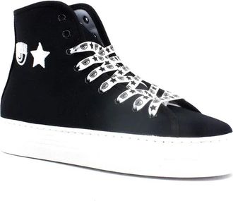 Chiara Ferragni Hoge Zwart Witte Canvas Sneakers - Dames - Sneakers - Zwart - 40 EU - Schoenen