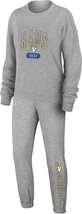 WEAR by Erin Andrews Womens WEAR by Erin Andrews Heather Gray Los Angeles Rams Knit Long Sleeve Tri-Blend T-Shirt & Pants Sleep Set at Nordstrom, Size Xx-Large