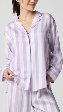 Florence By Mills Dream Satin Pajama Shirt in Millie Lavender Stripe at Nordstrom Rack, Size X-Large