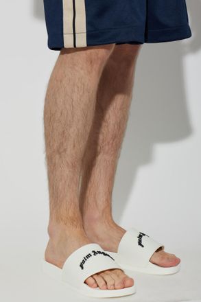 Palm Angels Logo Slides, Mens, White
