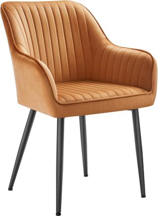 Songmics Silla de comedor con reposabrazos de terciopelo marr&oacute;n y negro