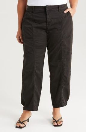 Sanctuary Sahara Tapered Stretch Cotton Utility Pants in Black at Nordstrom Rack, Size 14W