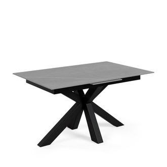 Koketto Home Mesa extensible porcel&aacute;nica de 140cm tapa gris patas negro