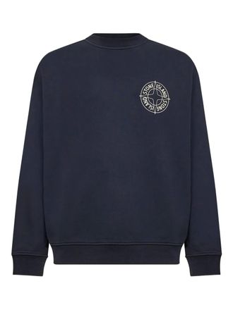 Stone Island Sweater met ronde hals en Compass-logopatch - Blauw