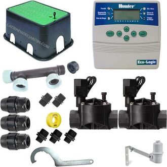 Hunter Kit Profesional Riego Autom&aacute;tico Hunter De 2 Zonas 24v Para Tuberia 20mm