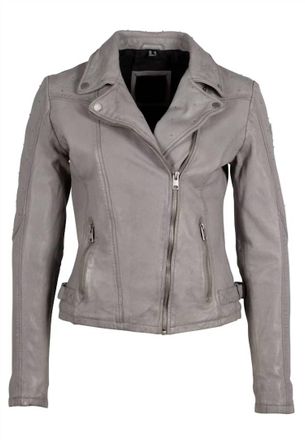 Mauritius Womens Aleeza Rf Leather Jacket In Light Grey