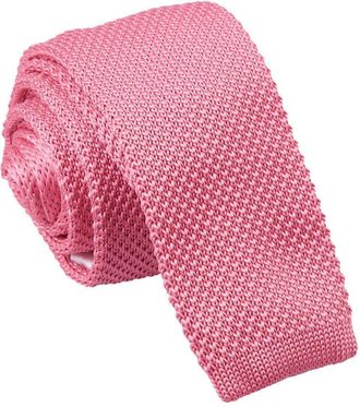 DQT Premium Knitted Polyester Plain Solid Strawberry Pink Mens Fashion Casual Business Skinny Narrow 5cm Tie Necktie