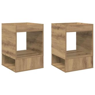 vidaXL Mesa Auxiliar 2 Pcs Roble Artesanal 40 X 40 X 56 Cm Vidaxl