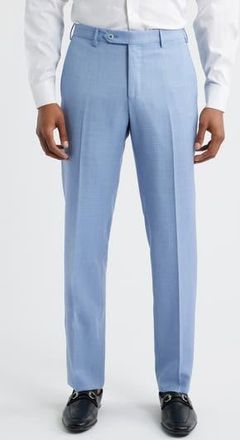 Zanella Parker Flat Front Wool Dress Pants in Light Blue at Nordstrom Rack, Size 42