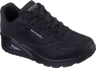 Skechers UNO - Shiny Scale Polyurethane Womens Black Standard Trainers Pu - Size UK 5