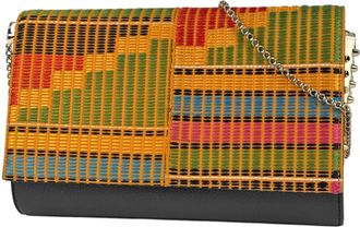 Christian Louboutin Black Multi-Color Fabric Leather Clutch Bag (Pre-Owned)