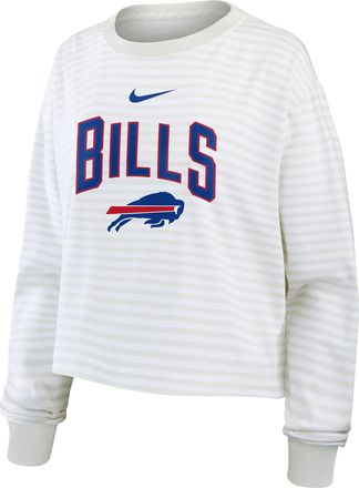 Nike Buffalo Bills Primetime Nike Womens Cropped Long-Sleeve T-Shirt in White | 05KV0CEB81-PFN
