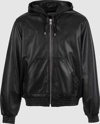 Serge Pariente Veste Capuche Cuir Alya Black