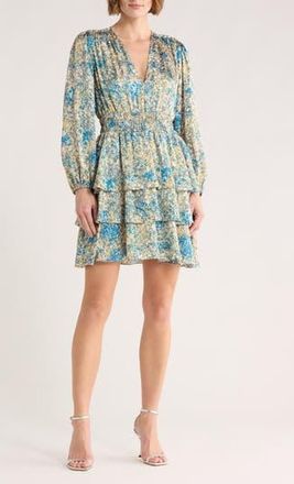 Maje Ritaca Long Sleeve Dress in Imprime Abstrait Bleu at Nordstrom Rack, Size 10 Us / 42 Eu