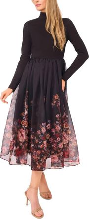 Ted Baker Florine Turtleneck Combo Maxi Dress In Black