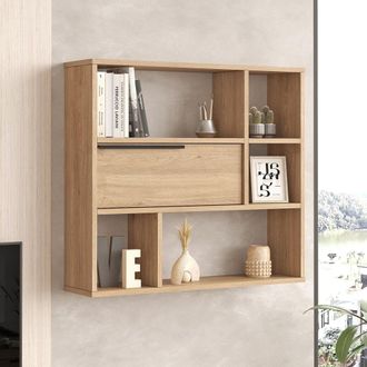Dmora Estanter&iacute;a Roiate, 5 Estantes, Tono Roble, 90x22x81h Cm Roble Marr&oacute;n