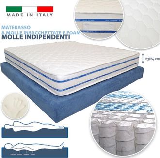 Trade Shop Trade Shop Traesio - Materasso Zone Differenziate a Molle Indipendenti Insacchettate e Foam Alto 24cm - -160X200