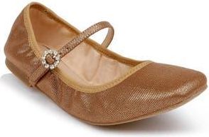 Badgley Mischka Kaya Mary Jane Flat in Gold Metal at Nordstrom Rack, Size 6.5
