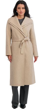 Elie Tahari Womens Slim Fit Double-Faced Wool Blend Belted Wrap Coat