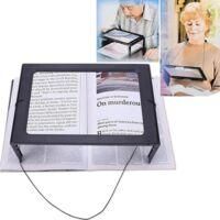 OEM Lupa Rectangular A4 Iluminada Con 3 Aumentos Y 4 Led - Lente Acr&iacute;lica De Calidad &Oacute;ptica - Ayuda Para La Lectura Para Personas Con Discapacidad Visual 