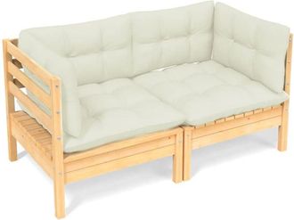 vidaXL Sof&aacute; De Jard&iacute;n De 2 Plazas Con Cojines Madera Maciza Pino Crema Vidaxl