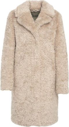 Herno Knee-Length Faux Fur Coat With Classic Collar And Plush Texture