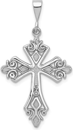 Diamond2Deal 14k White Gold Fleur De Lis Cross Pendant