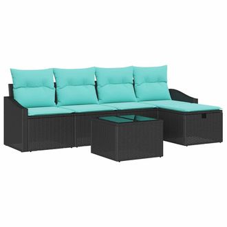 vidaXL Set Di Divani 6 Pz Nero Polyrattan Vidaxl