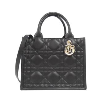 Dior Black Leather Handbag Tote Bag (Pre-Owned)