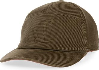 Christian Louboutin Enky Mooncrest Monogram Corduroy Baseball Cap in Silex at Nordstrom, Size Medium