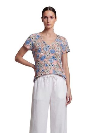 Lords of Harlech Tropical Mix Womens V-neck Printed Top in Tropical Mix Coral at Nordstrom, Size Xx-Large