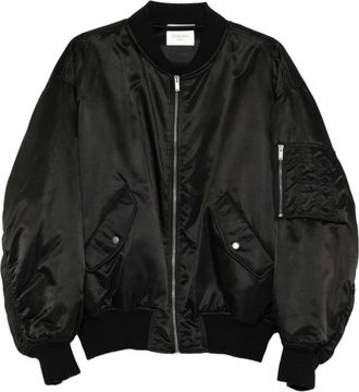 Saint Laurent Zwarte ritsjas met geribbelde afwerking - Heren - Bomber jackets - Zwart - L - Jassen