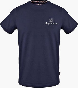 Aquascutum Mens Crew Neck Short Sleeve Regular Fit T-Shirt - Navy - Size: 2X large