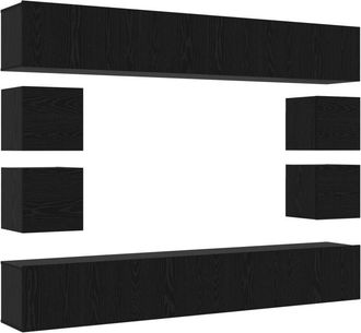 vidaXL Vidaxl - tv Cabinet Set 8 pcs Black oak 100 x 30 x 30 cm Engineered wood