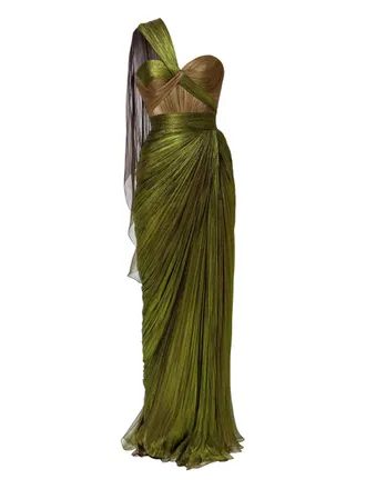Iris Serban draped one-shoulder dress - women - Silk/Polyester - 42 - Green