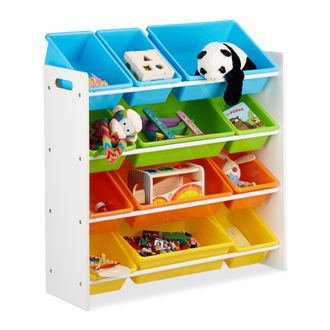 Relaxdays Relaxdays - Estanter&iacute;a Infantil Con Cajas, Almacenaje De Juguetes, Multi-color, Mdf & Pl&aacute;stico, 88x86x31 Cm