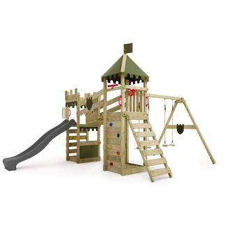 Fatmoose Parque Infantil De Madera Fatmoose Riverrun Royal Con Columpio Y Tobogan En Antracita