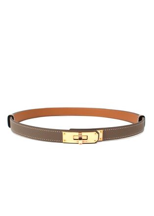 Herm&egrave;s Kelly Etoupe 18cm Belt with Rose Gold Hardware