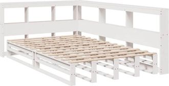 vidaXL Cama Con Estanter&iacute;a Sin Colch&oacute;n Madera Maciza Blanca 120x200 Cm Vidaxl