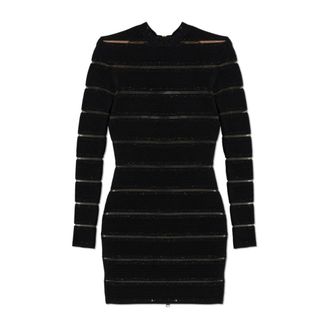 Balmain Knitted Dresses, female, Black, Size: 2XS Dress with shimmering sequins