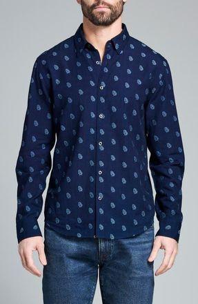 Billy Reid Pelican Paisley Wilson Button-Up Shirt in Carbon Blue at Nordstrom, Size Xx-Large