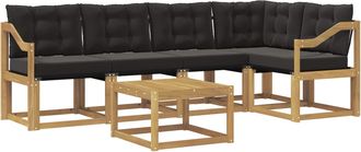 vidaXL Conjunto De Sof&aacute;s De Exterior 6 Uds. Blanco Y Negro Vidaxl
