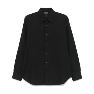 Emporio Armani Casual Shirts, male, Black, 2XL, Casual Shirts