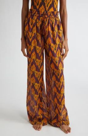 Ulla Johnson Azra Print Wide Leg Cover-Up Pants in Terra at Nordstrom Rack, Size Large