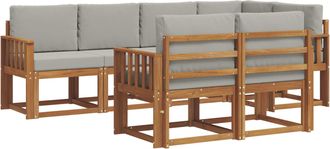 vidaXL Vidaxl Conjunto De Sof&aacute;s De Exterior 7 Uds. Gris Natural Y Claro