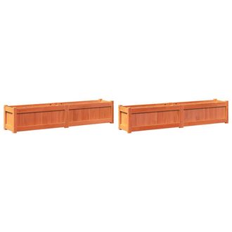 vidaXL Jardineras De Exterior 2 Uds Madera Maciza De Pino Marr&oacute;n Cera Vidaxl