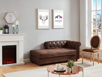 Vente-Unique Penisola sinistra chesterfield in microfibra aspetto pelle invecchiata - SHIREL