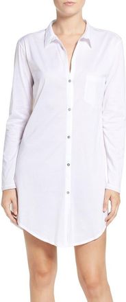 Hanro Deluxe Boyfriend Jersey Sleep Shirt in White at Nordstrom, Size X-Small