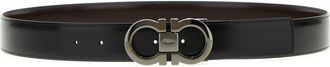 Ferragamo Black Solid Reversible Belt