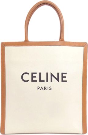 Celine Brown White Canvas Tote Bag (Pre-Owned)